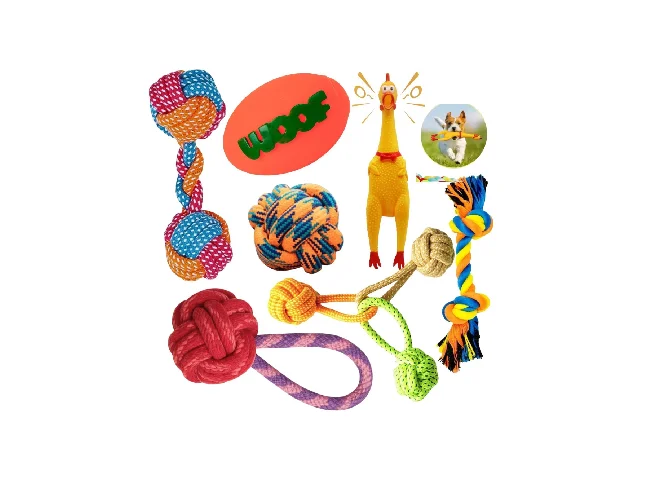 Dog Toys Combo of 7 for Puppies Squeaky Chicken, Chew Toys & Rubber Rubber Squeaky Toy, Ball, Fetch Toy, Tug Toy, Tough Toy, Training Aid, Chew Toy For Dog