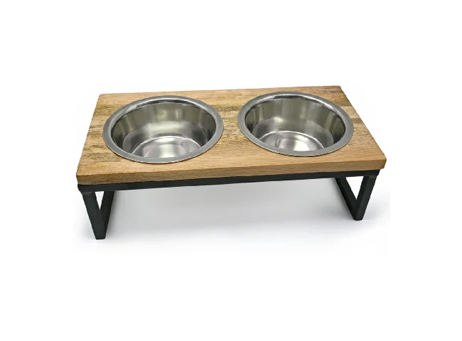 Dog Boss Premium Wooden Double Bowl Elevated Dog Feeder