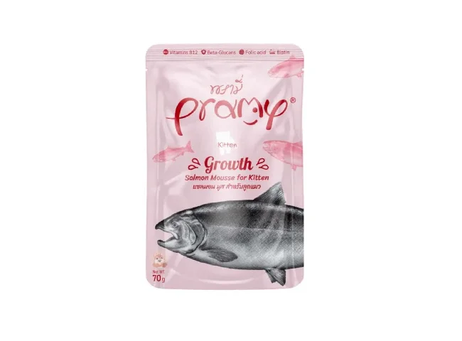 Best Pramy Salmon Mousse 70g (Pack of 5)-Ektek Global Salmon 0.35 kg (5x0.07 kg) Wet All Life Stages Cat Food