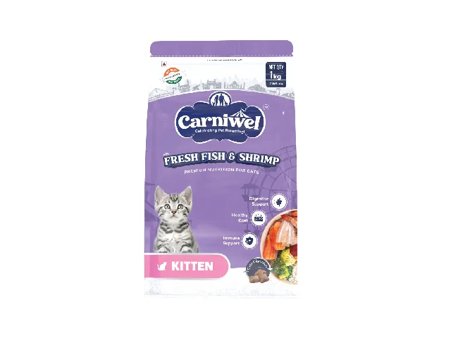 Carniwel Fresh Fish & Shrimp Dry Cat Food, Kitten Fish 1 kg Dry Young Cat Food
