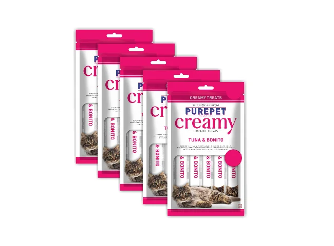 Creamy Lickable Treat Bonito and Tuna Cat Treat (375 g, Pack of 5)