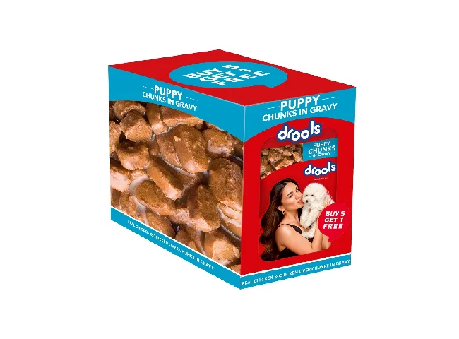 Drools Puppy Chunks in Gravy Chicken 0.9 kg (6x0.15 kg) Wet Young Puppy Food