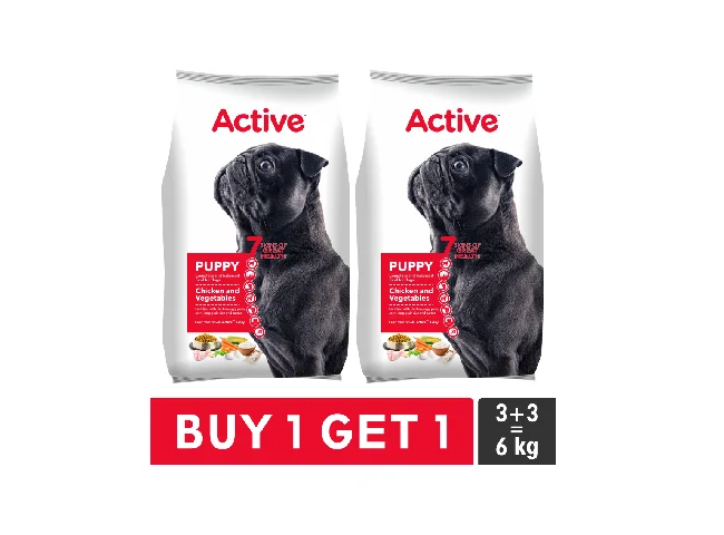 Active Puppy (2x3kg) Chicken and Vegetable 6 kg (2x3 kg) Dry Young Dog Food