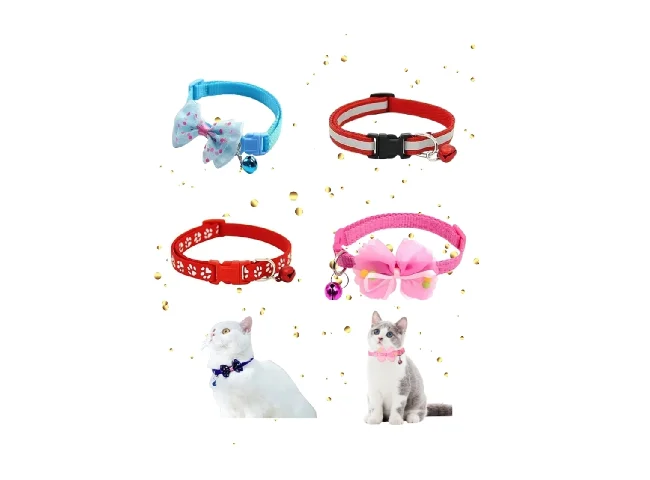 4 in 1 Pet Collar Combo – Bow, Printed, Ribbon Bow & Radium Collar 10mm(Pack 4) 