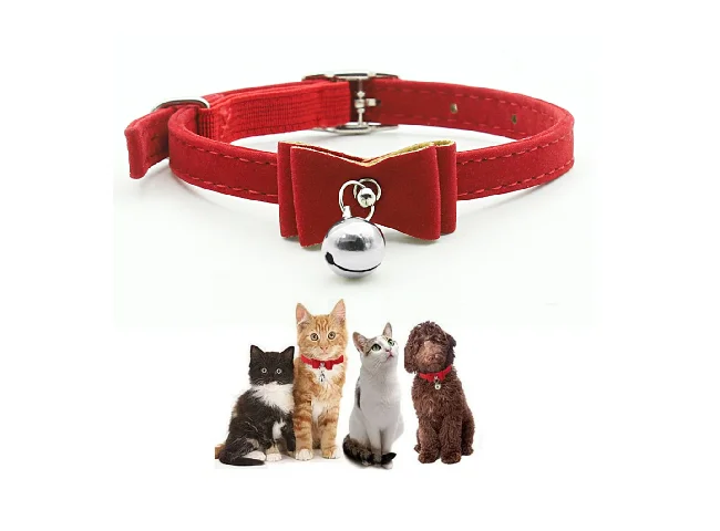 Adjustable Cat Collar Red Bow with Bell 36cm Plush Christmas Cat Collar
