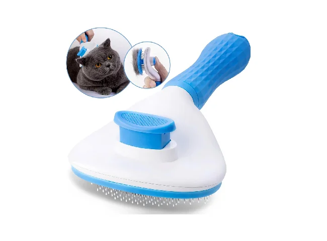 Pet Comb Stainless Steel Pin Dog Grooming Brush-Medium (Blue) 