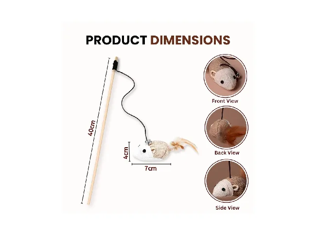 Wooden, Cotton Fetch Toy, Tough Toy For Cat