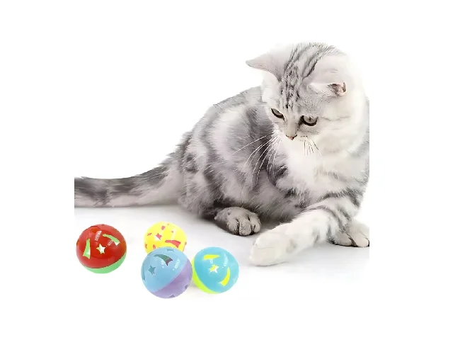 Colorful Rolling Toys for Cats – Interactive Play with Sound – Pack of 4 Plastic Training Aid