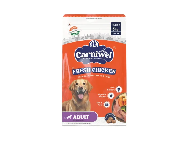 Carniwel Fresh Chicken Dry Dog Food for Large Breed, Adult Chicken 3 kg Dry Adult Dog Food