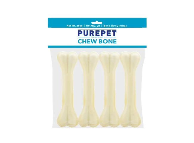 Purepet Pressed Chew Bone, 5 inches - Pack of 4 Dog Treat