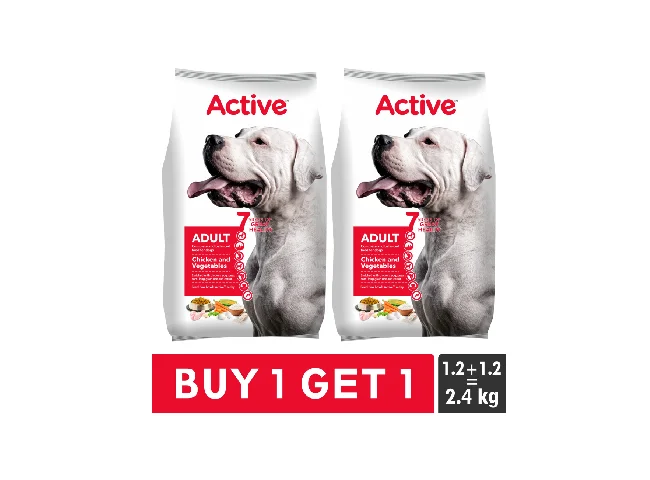 Active (2x1.2kg) Chicken and Vegetable 2.4 kg (2x1.2 kg) Dry Adult Dog Food